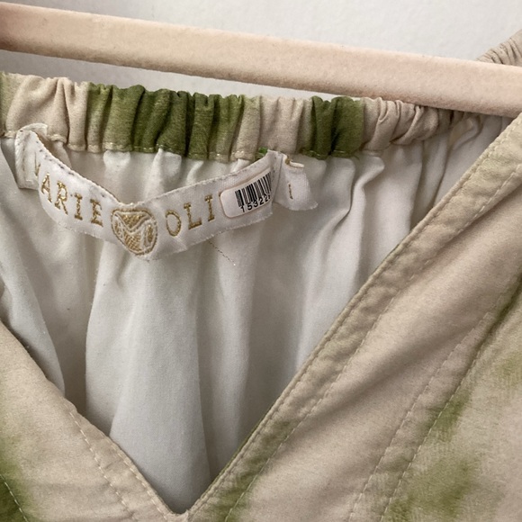 Kara dress by Marie Oliver, green and beige tie dye, silk / cotton blend size L - Picture 4 of 5